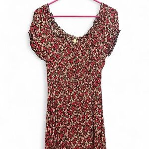 Floral Red and Black Women's Dress